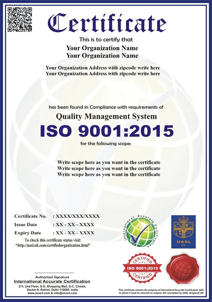 ISO 9001:2020
Sertifikası